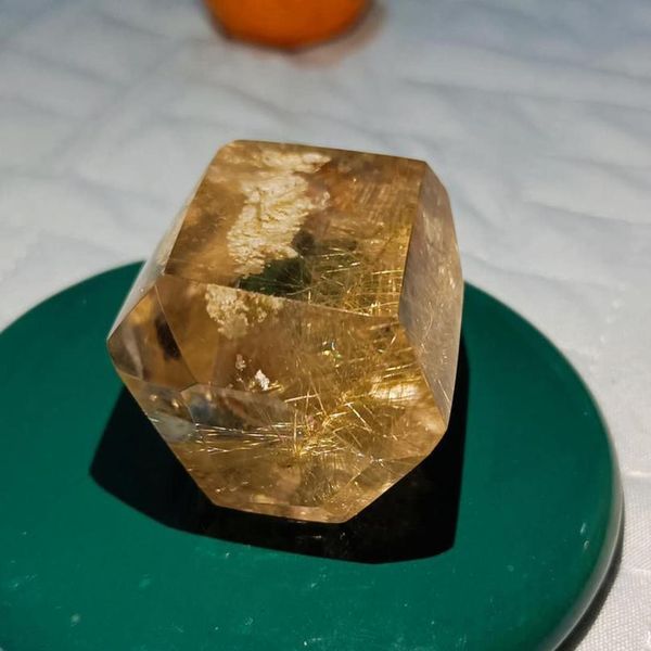 

natural gold quartz rutilated crystal point one-of-a-kind healing crystals home decor jllznj, Black