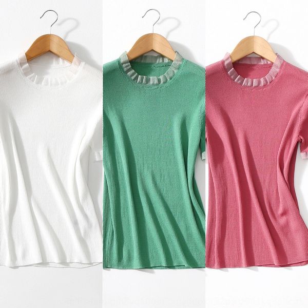 

2020 summer new nationalityethnic group design sense minority women's short sleeve ice silk t-shirt thin soft wind light cooked t-sh, White;black