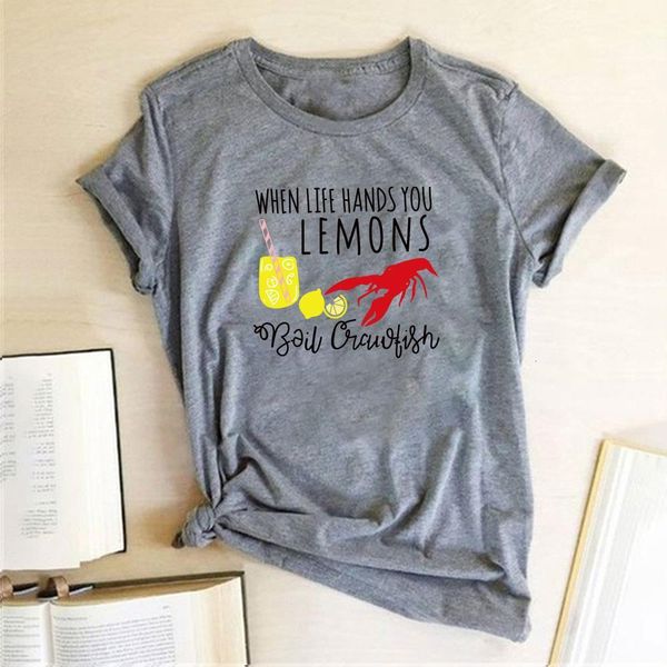 

when life hands you lemons print t-shirts women summer graphic tee streetwear casual t shirt women funny camisetas mujer verano, White