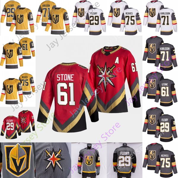 

2021 new vegas golden knights ice hockey jersey marc-andre fleury mark stone william karlsson ryan reaves size s-3xl, Black;red