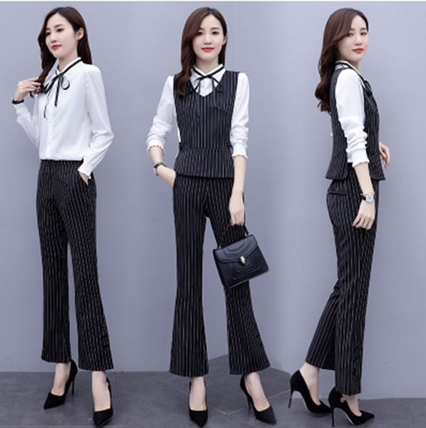 

2020 spring and autumn women's fashionspring and autumn new women's fashion 3-piece set korean celebrities show thin temperament s, Gray