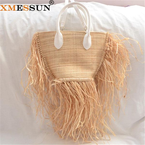 

xmessun женщины пляж соломенная сумка 2020 новая летняя мода rattan woven плеча сумка женская кисточкой travel tote ins k13