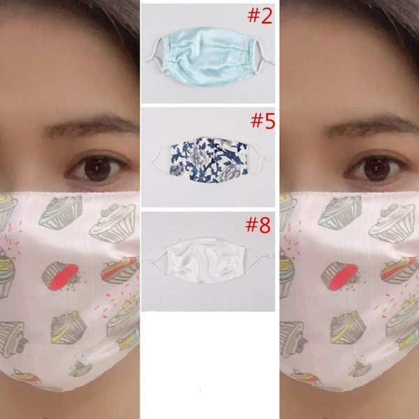 

fashion silk mask sun-resistant floral face print dustproof masks women summer thin mouth muffle soft washable breatha 9oest