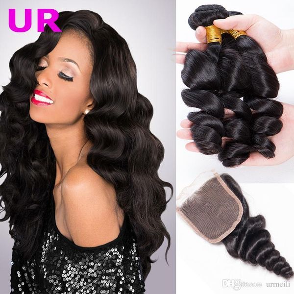

10a grade brazilian hair loose wave bundles with closures human hair weave loose wave brazilian virgin hair 3 bundles with closures dhgate, Black;brown