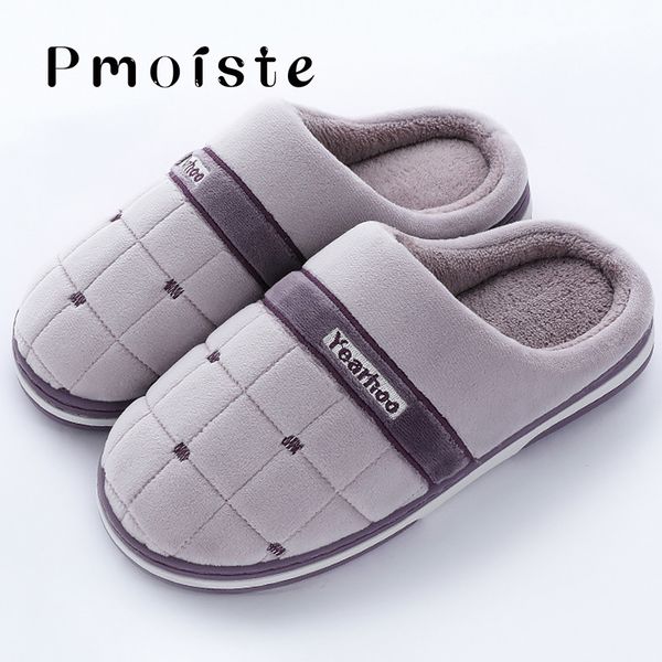 

fashion gingham women large size 43-47 suede soft winter slippers for home tpr mixed colors men indoor shoes y200706, Black