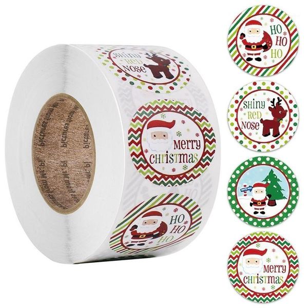 

500pcs merry christmas santa claus stickers seal labels christmas decorations for home gifts box labels decorations navidad noel1