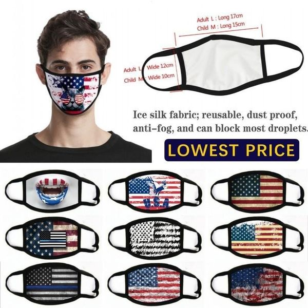 

us stock fashion usa america flag eagle print cycling masks washable cotton face masks breathable resuable women man fashion mask fy9120, Black