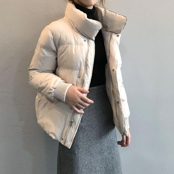 

women jackets preppy style loose cotton padded coat winter new korean jacket women parkas warm outerwear jacket women 201014, Black