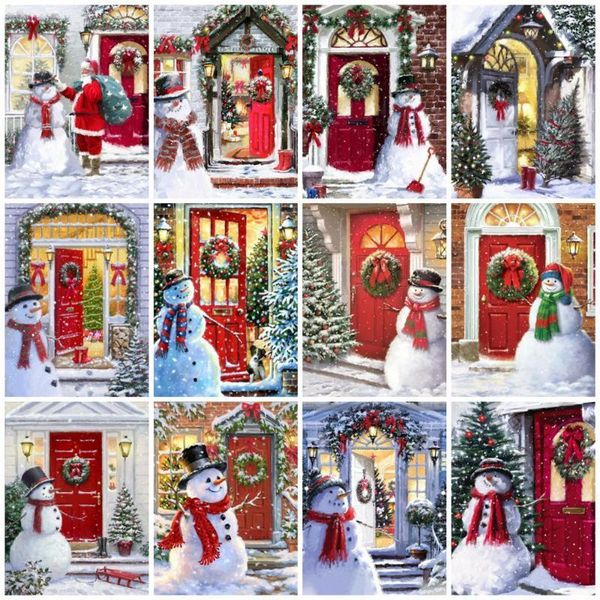 

paintings evershine diy 5d diamond painting snowman picture of rhinestones mosaic christmas handmade art hobby winter wall decor1