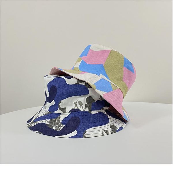 

canvas camouflage double-sided wear fisherman hat men and women spring and summer outdoor casual college style buet hat bbyyfa, Blue;black