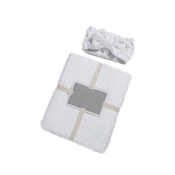 

towel bath hair band two-piece suit cotton waffle bowknot wide headbands soft 875a