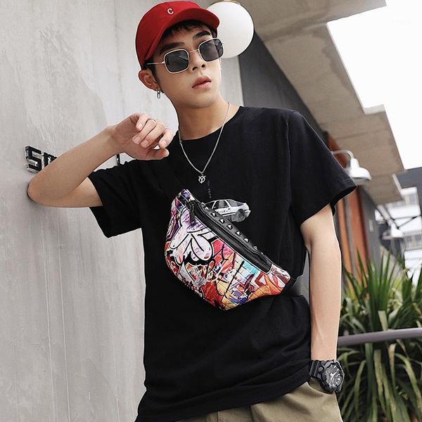 

tidog korean version of graffiti color pattern chest bag1