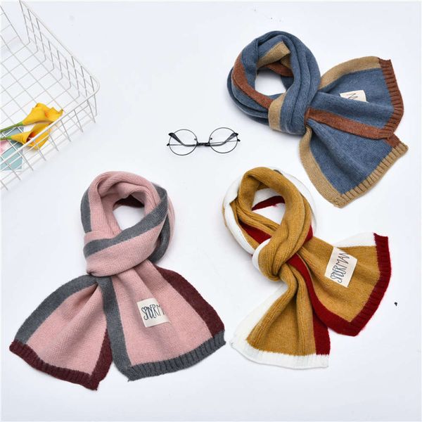 

knitted wool scarf for boys new girls in autumn and winter sqfm, Red;brown