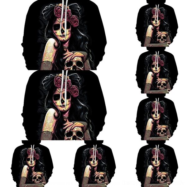 

mjbcc skull 3d printed clothes fashionable with sweaterhat with couple skull 3d printed sweater fashionable couple street sweater sweaterhat, Black