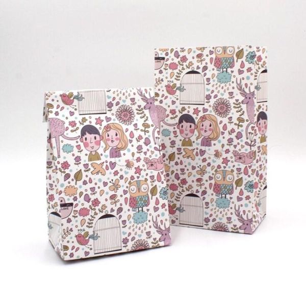 

5pcs flowers sheep paper gift bags candy food high gift bag for christmas wedding party favors 22x12.5x7.5cm bbydmy lg2010