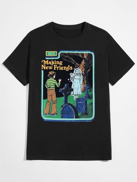 

romwe x stevenrhodes guys letter figure graphic tee y0tk#, White;black