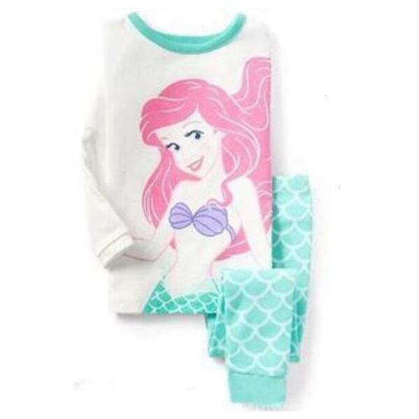 

long children's sve clothing girls' cartoon mermaid home pajamas air conditioning suit k156, Blue;red