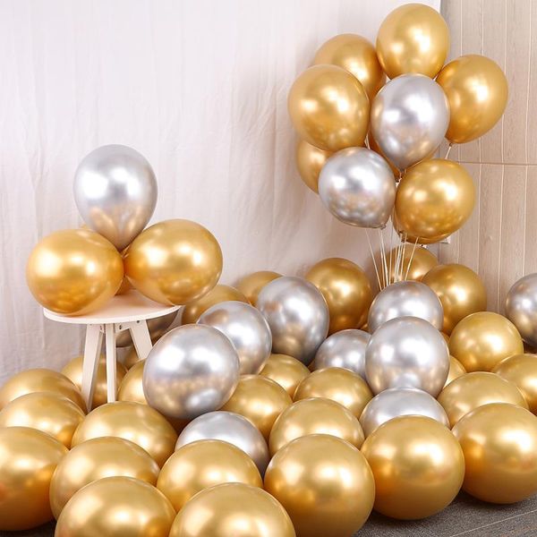 

party decoration 10-50pcs 10/12inch metal balloon birthday latex balloons rock scene gold silver wedding helium baloon