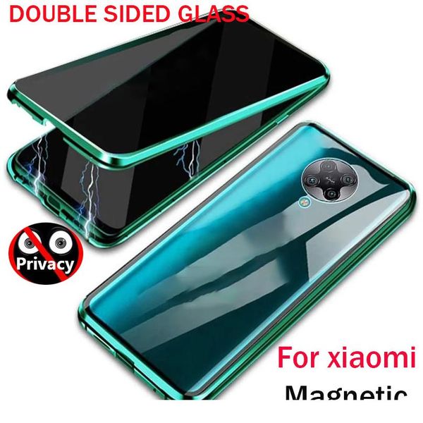 

360 anti peeping privacy magnetic metal phone case for xiaomi redmi note 9s 10 9 8 7 8t 9t k30 p bbylci