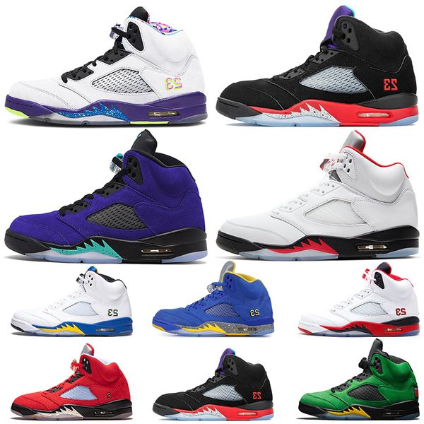 

jumpman 5 alternate purple grape 5s fire red mens se oregon basketball shoes retro michigan mens designer trainers sneakers size 13