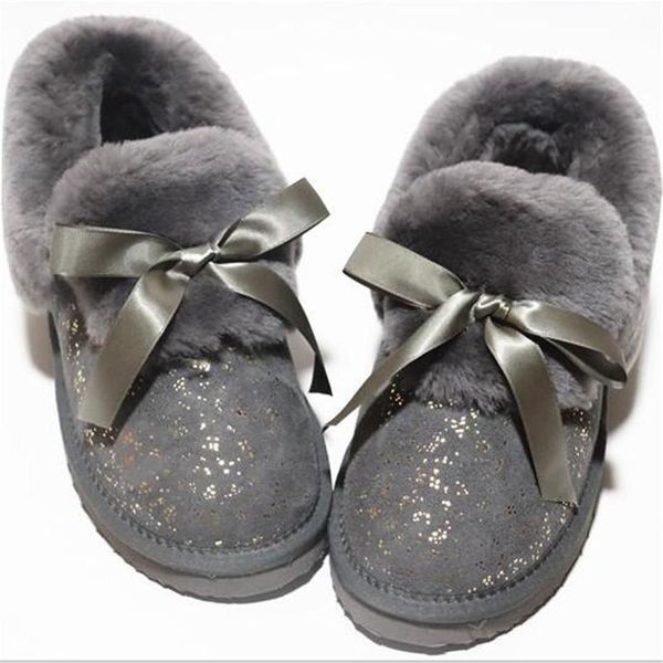 

women boots winter boots australia fashion warm brand genuine leather snow for woman shoes botas mujer size 34-40, Black