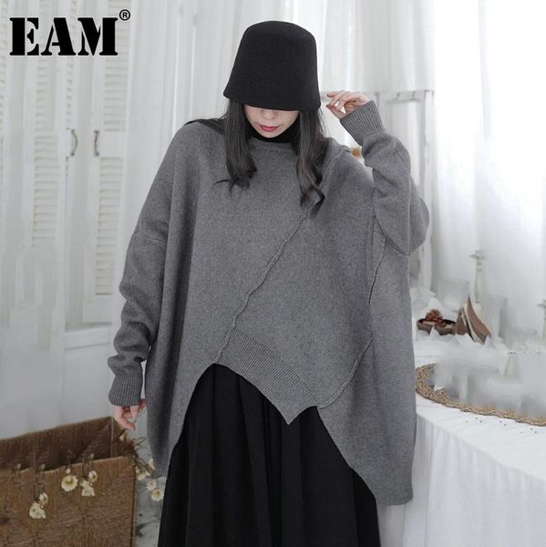 

women's sweaters [eam] asymmetrical oversized knitting sweater round neck long sleeve women pullovers fashion autumn winter 2021 1dd327, White;black