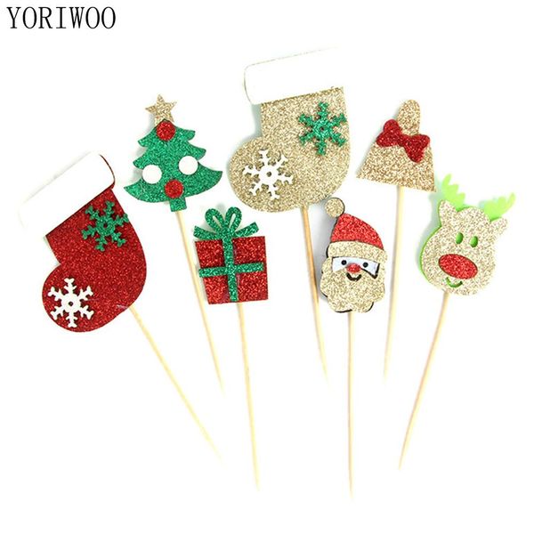 

5шт рождеством торт топпер свадебный флаг баннер cupcake toppers birthday party украшения baby shower xmas торт украшение bbymnl