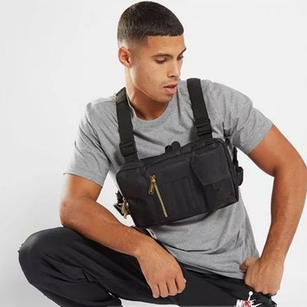 

многофункциональный нейлон грудь сумка для мужчин streetwear черного жилета сумка chest хозяйственных сумок женщина три карманы большого про