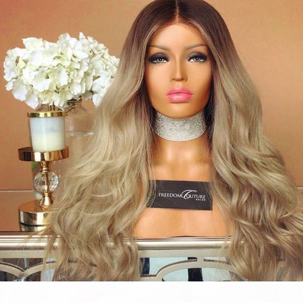 

brazilian full lace wigs lace front wigs glueless blonde ombre human hair wigs t2 613 two tone ombre, Black;brown