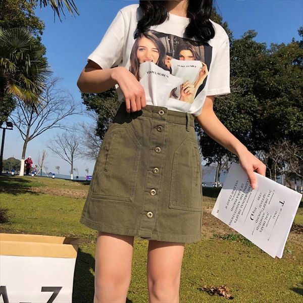 

2020 new summer womens denim skirt womens fashion a line row show thin a hip skirt s 5xl, Black