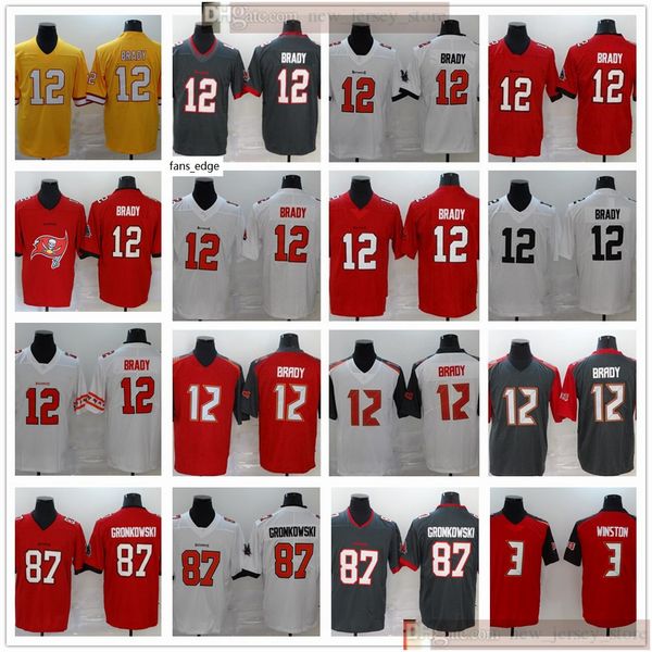 

мужчины женщины молодежь 12 том брэди майки детские красные 87 роб гронкавски 3 джейми винстон джерси лучшее качество стая, Black;red