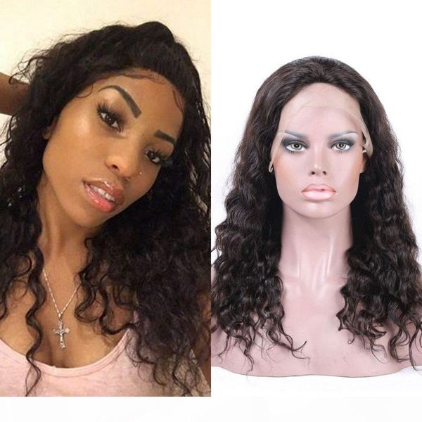 

cambodian loose deep wave lace front human hair wigs for black women virgin hair lace wig with bleached knots, Black;brown