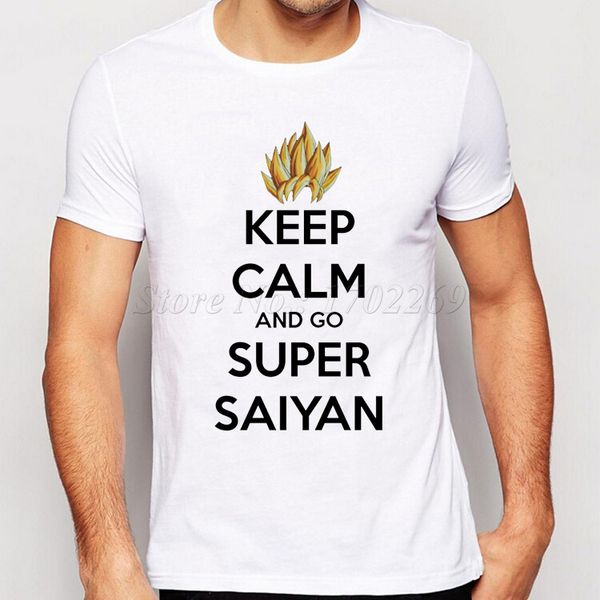 

men creative t shirt keep calm and go super saiyan design short sleeve letter printing basic sport hooded sweatshirt hoodie
