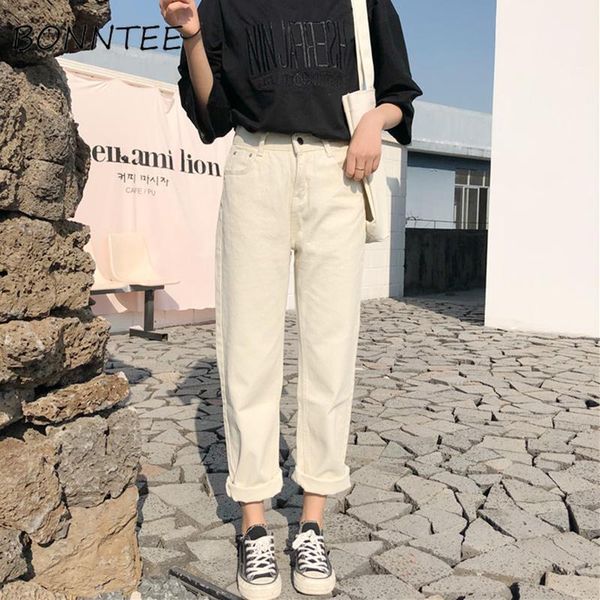 

capris women casual solid zipper simple loose trousers womens all-match trendy straight high waist pants students korean style1, Black;white