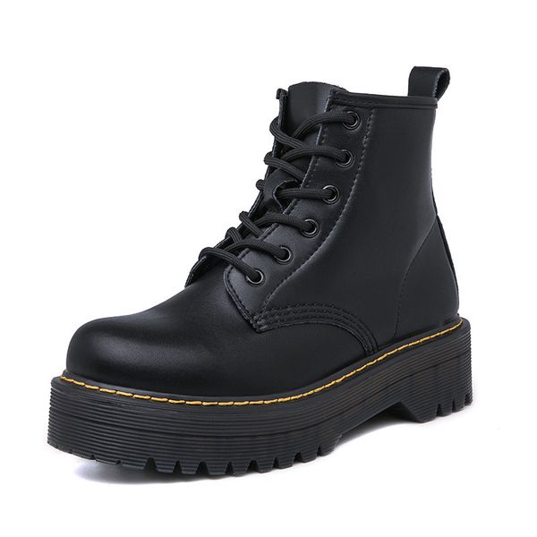 

patent 6 women's fashion holes leather thick soles martin winter of british student short motorcycle boots o0d1, Black