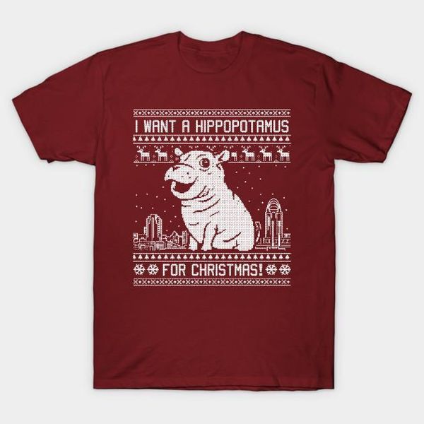 

men t-shirt i want a hippopotamus for christmas shirt holiday xmas funny animals tshirt gift tee tshirt women t shirt1, White;black
