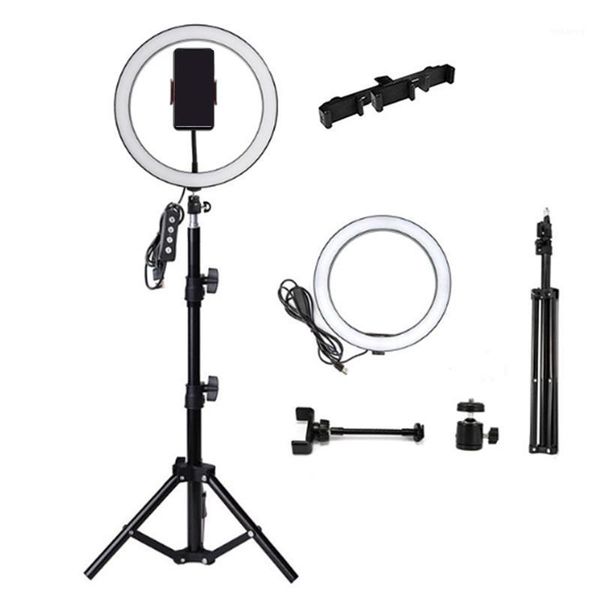 

10 inch led ring light mobile phone live support ring shape fill light aluminum alloy tripod multi-function bracket1