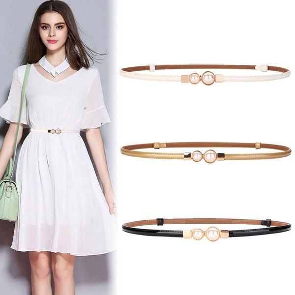 

мода марка из натуральной кожи lady поясов gold metal засов pearl пряжка красного латекс ремни для женщин тонкого ремня платье sqcwyu, Black;brown