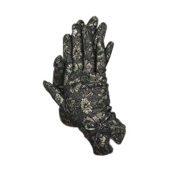 

leather gloves new style ladies sheepskin print black leather fashion winter warm genuine leather driving out 201021, Blue;gray