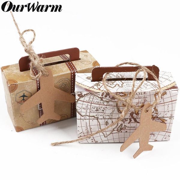 

ourwarm 10шт kraft paper candy gift box мини чемодан подарки сумки благосклонности партии для гостей свадьба детская душа день рождения деко