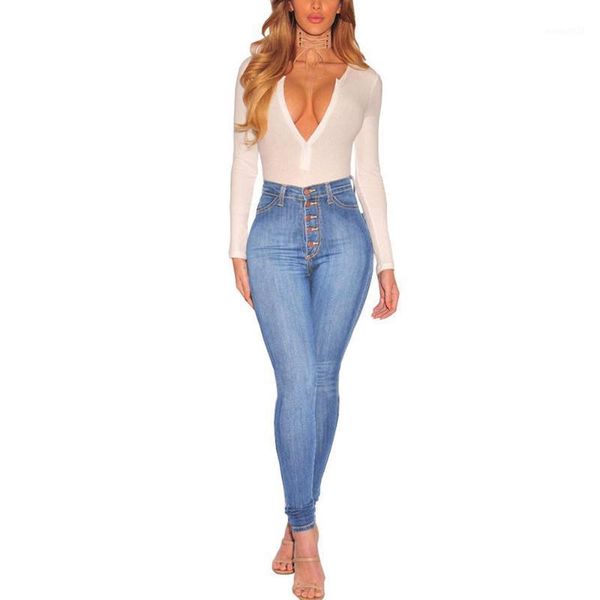 

women's jeans high waist women streetwear skinny denim pants slim hip lift 2021 autumn casual female trousers1, Blue