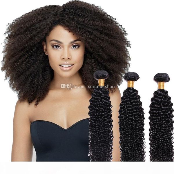 

kinky завитые coily бразильский волос плетение связки 1 3 4 pcs non remy человеческих волос natural color бесплатная доставка, Black