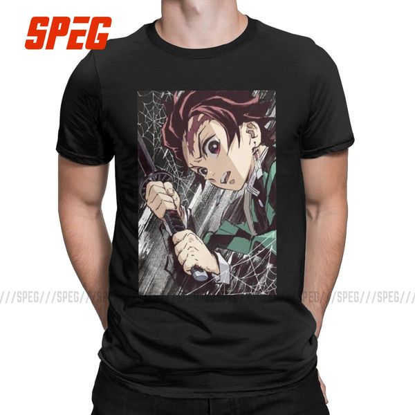 

sport kamado tanjirou t-shirts men demon slayer:kimetsu no yaiba vintage cotton tee o neck short sleeve t shirts plus size clothes