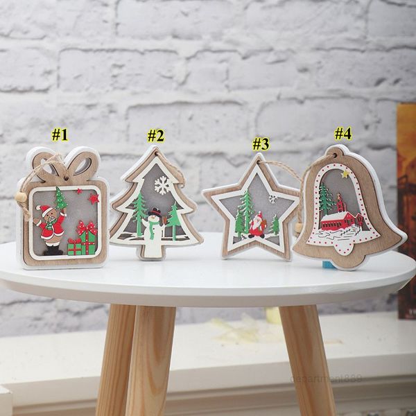 

christmas lighted wooden pendant bell gift star design merry xmas tree hanging ornament dhb2692
