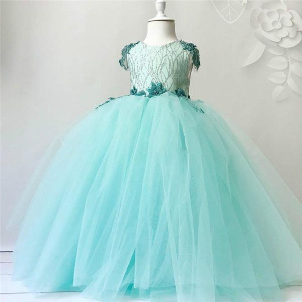 

girl's dresses real picture customized puffy tulle flower girl dress for wedding applique o neck backless girls birthday pageant gown1, Red;yellow