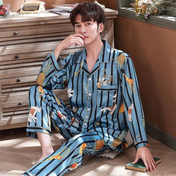 

men sleepshirt suit shirt pants spring long sleeve pajamas sleep set turn-down collar nightwear nighty pijamas robe nighties1, Black;brown