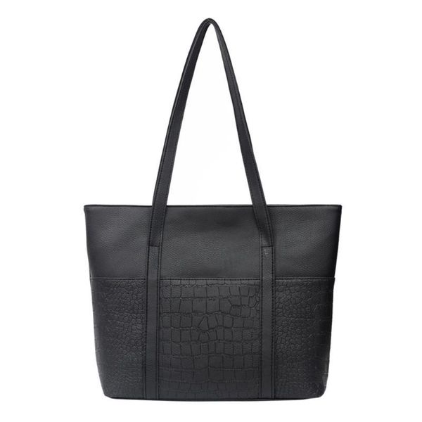 

large capacit women shoulder bag quality pu leather ladies simple black shopping bag luxury handbags women bags designer
