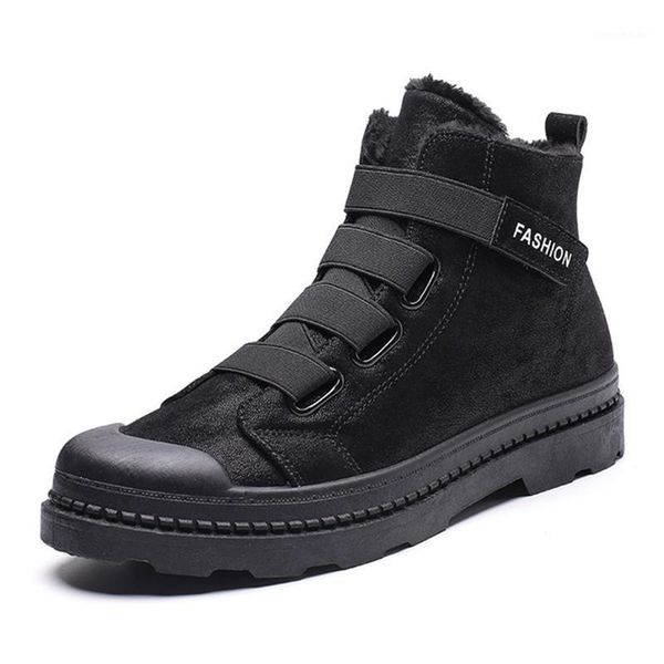 

boots male shoes ankle for plush warm men winter sneakers shoes39-441, Black