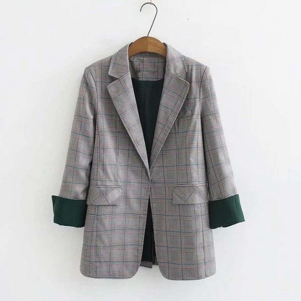 

women's suits & blazers women and jackets ladies coats winter autumn clothes green plaid blazer feminino1, White;black