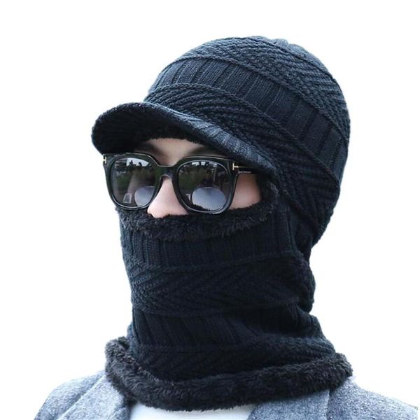 

новый балаклаве женщины зима мужская skullies шерсть вязаный балаклава cap ninja маска тепловое плюшевые карманный hat unisex snow cap jllhn, Black;white
